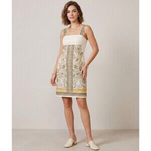 NWT Ann Taylor Loft Floral Cream White Yellow Sleeveless Mini Sundress Dress 4P